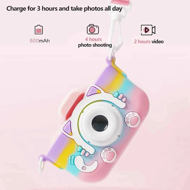 EZ Kids Camera Toys HD 1080P Cat Mini Digital Camera for Girls Boys Children Birthday Gift Toys 2 inch Screen Children's Camera