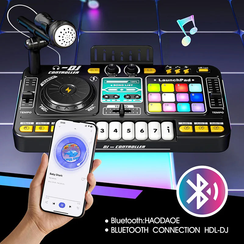 EZ Kids Simulation DJ Mixer Controller Toys Multifunctional Music Effects Electronic Learning Game Birthday Gift for Children