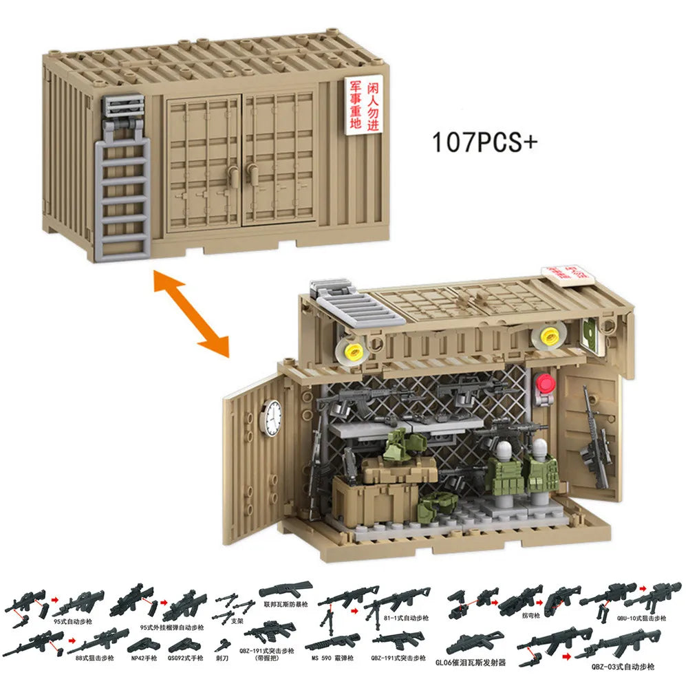 EZ World War 2 WW2 Army Military Soldiers SWAT Police Container Weapon Cannon Base Model Building Blocks Bricks Children's Toys