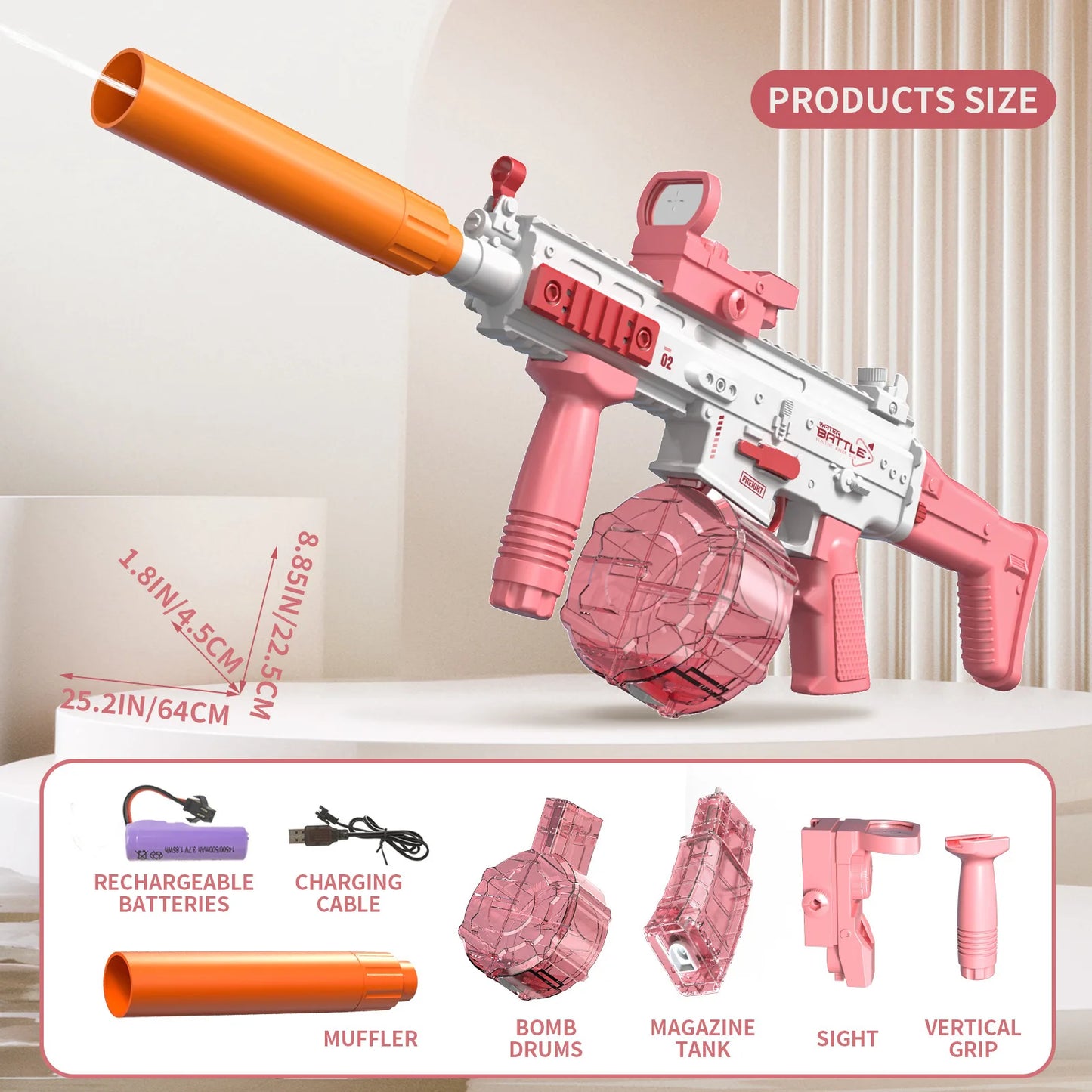 EZ New Uzi Water Gun Electric Pistol Shooting Game Toys Cannon Summer Outdoor Waters Fights Beach Children's Toy Boys Gifts
