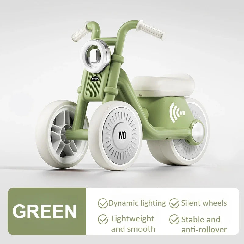 EZ Kids Balance Bike Ride-on Motorcycle Toddler Balance Bike with Music & Lights Sturdy Non-Tip Design Quiet Wheels for Boys Girls