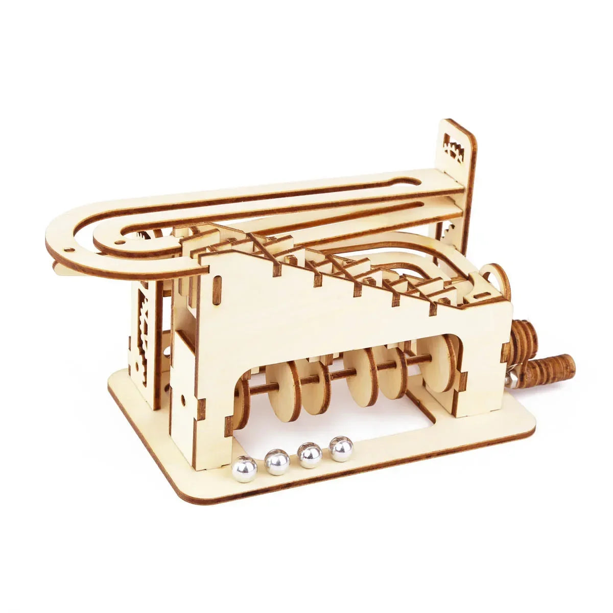 EZ 3D Wooden Spiral Marble Run Puzzle Toy Child Mechanical Board Games Building Model Set DIY Montessori DIY Mini Track Balls Gift