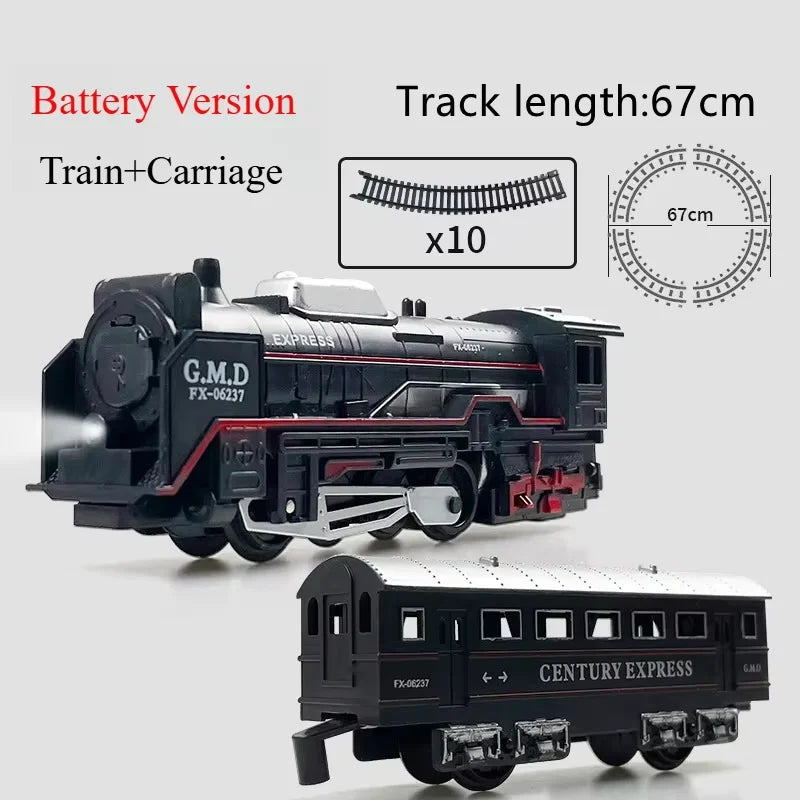 EZ Electric Freight Train Set with Light Up Tracks Classic Railway Model Toy Kids Birthday Gift Interactive STEM Educational Toy
