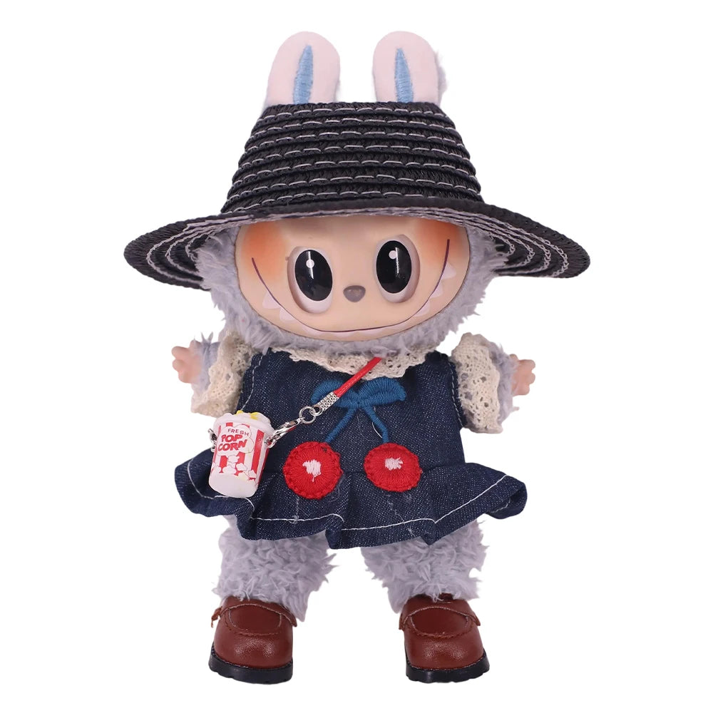 EZ For 15-17cm Labubu Doll Clothes Dress Hair Band Canvas Shoe Accessories Kpop Idol EXO Clothing Labubu Decoration Glasses,Gift