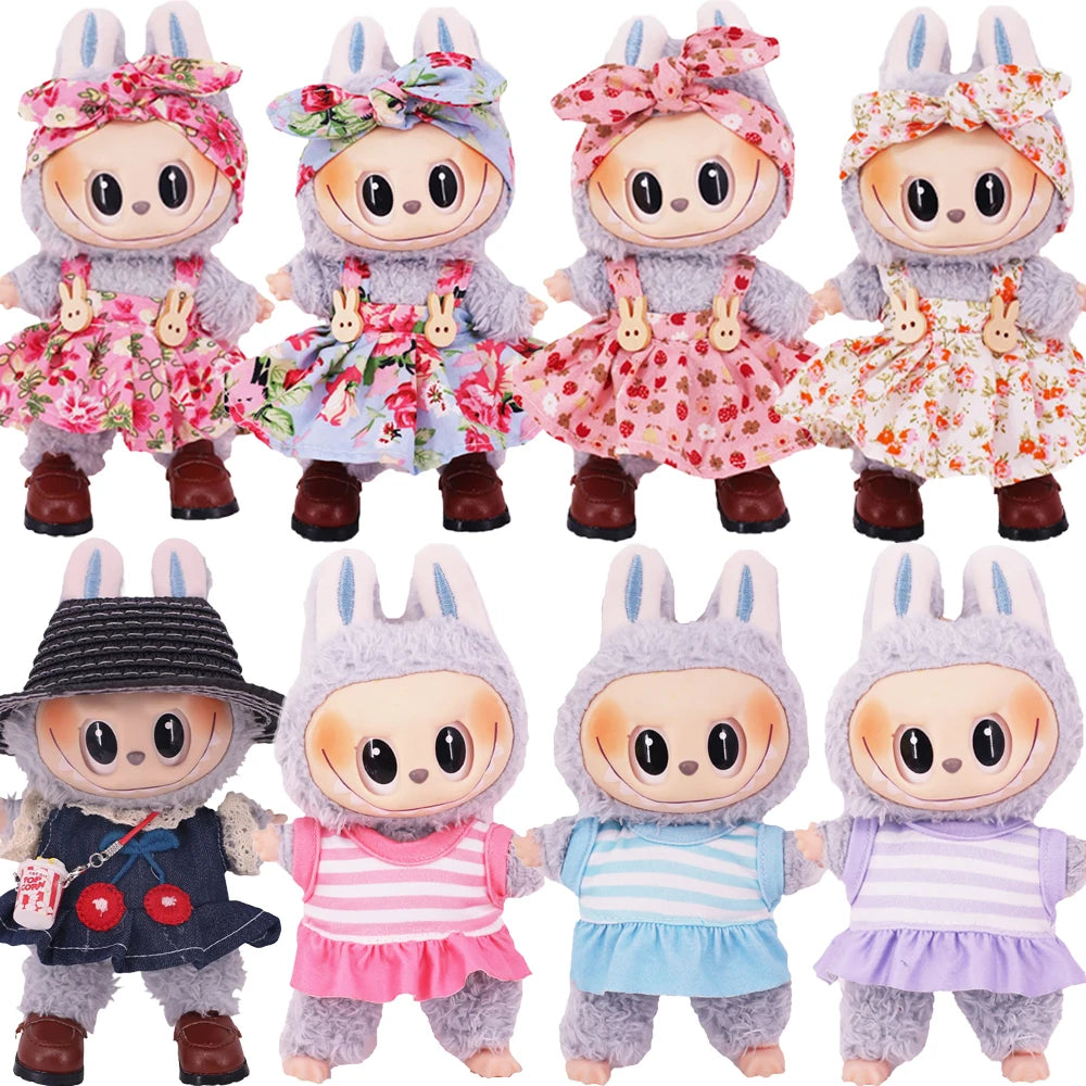 EZ For 15-17cm Labubu Doll Clothes Dress Hair Band Canvas Shoe Accessories Kpop Idol EXO Clothing Labubu Decoration Glasses,Gift