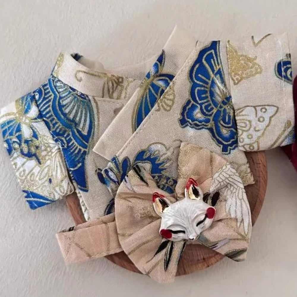 EZ Skull Panda Labubu Japanese Style Dress for 17cm Labubu Doll Outfit Koi Cherry Blossom Pattern Kimono Doll Suit Doll Clothes Set