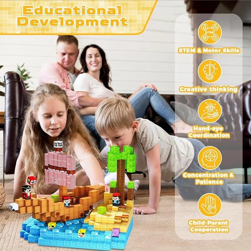 EZ 10-500PCS Magnetic Building Blocks Magnet Set Bricks Mini World STEM Construction DIY Educational Toys For Kids Birthday Gifts