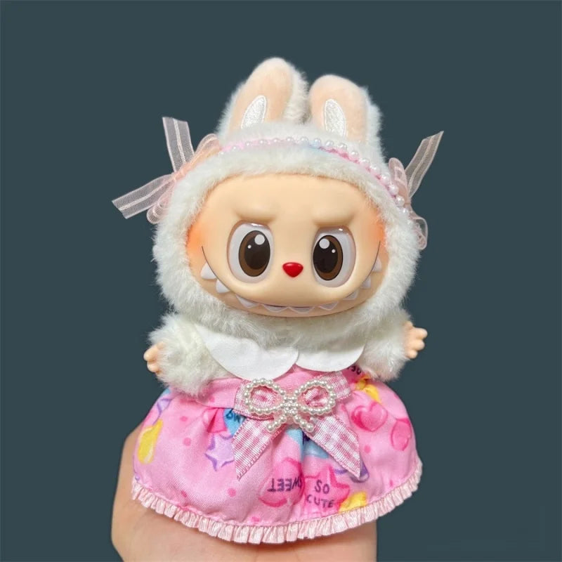 EZ 2025 New MIni Plush Doll'S Clothes Outfit Accessories for Labubu V1 V2 Dolls Clothes Accessories DIY Gift