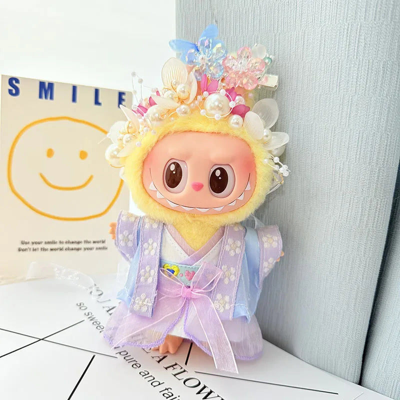 EZ 17cm Labubu Doll Clothes Chinese Style Hanfu Suit Ancient Costume Outfit Set