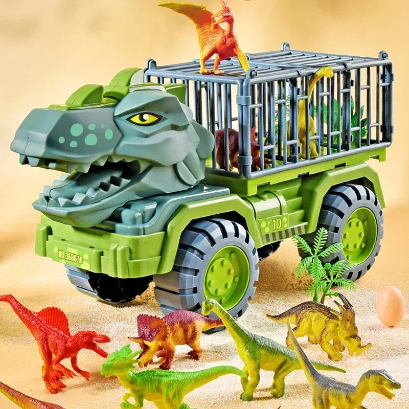 EZ Boys Car Toys Dinosaur Truck Transport Carrier Vehicle Dino Animal Model Tyrannosaurus Rex Truck Game Children Birthday Gifts