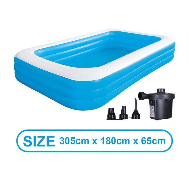 EZ 2m/2.6m Large Inflatable Swimming Pool Adults Kids Pools Bathing Tub Outdoor Indoor Bathtub Water Pool Family Party Toys