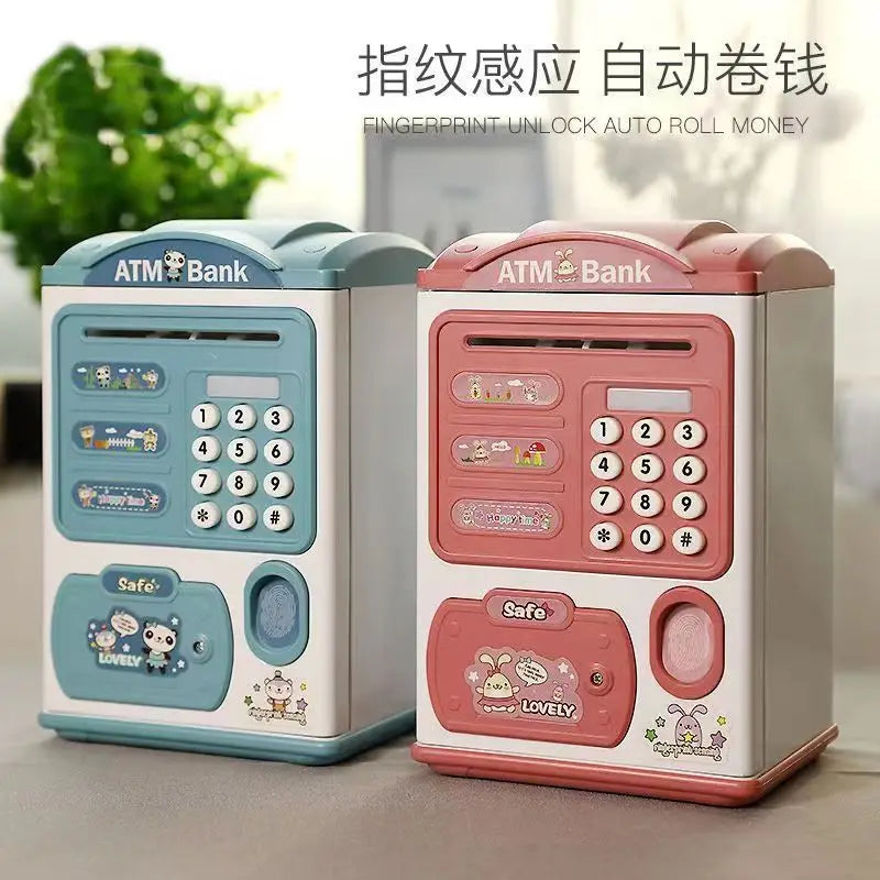 EZ Money Box with Fingerprint Piggy Bank Electronic ATM Savings Box for Coins Cash Safe Large Coin Bank Password Lock for Children