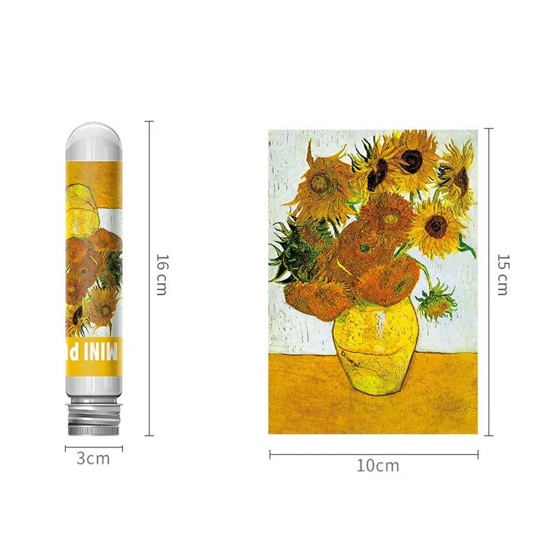 EZ 150pcs Jigsaw Puzzle Test Tube Van Gogh Sunflower Japan The Great Wave Off Kanagawa Famous Oil Paintings Puzzle Christmas Gift