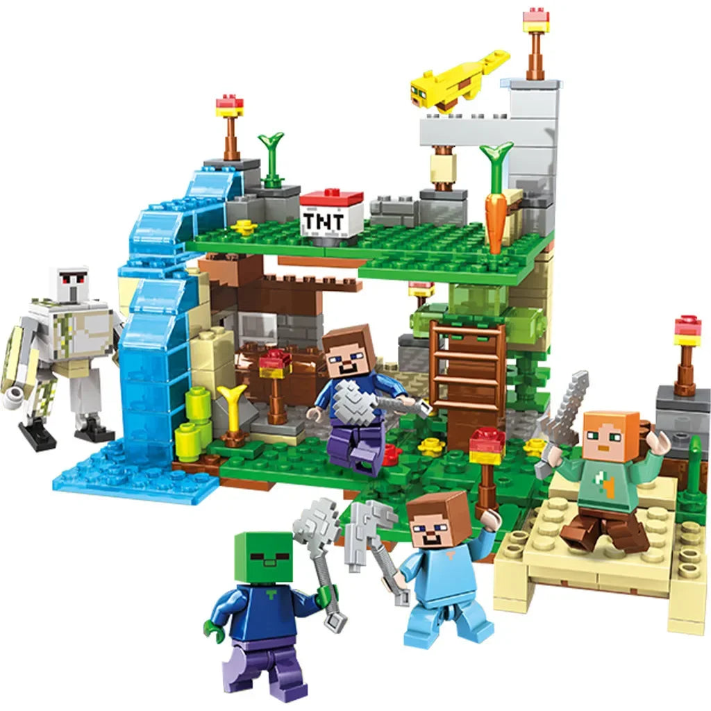 EZ TreeHouse Village Farm Cave Mine Alex Zombie Action Figures Building Blocks Toys Gift for Children