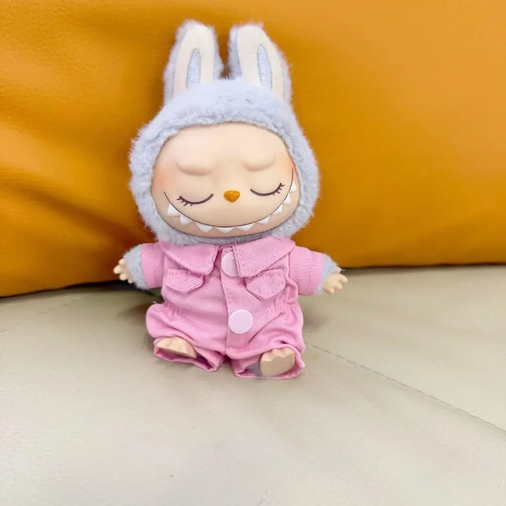 EZ For 15/17cm 3.0 labubu v1/v2/v3  clothes pink set love outfits Cherry Decorated Jumpsuit Replacement for Decoration Accessories