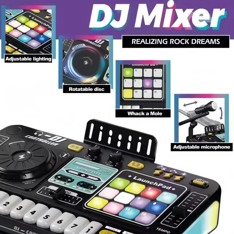 EZ Kids Simulation DJ Mixer Controller Toys Multifunctional Music Effects Electronic Learning Game Birthday Gift for Children