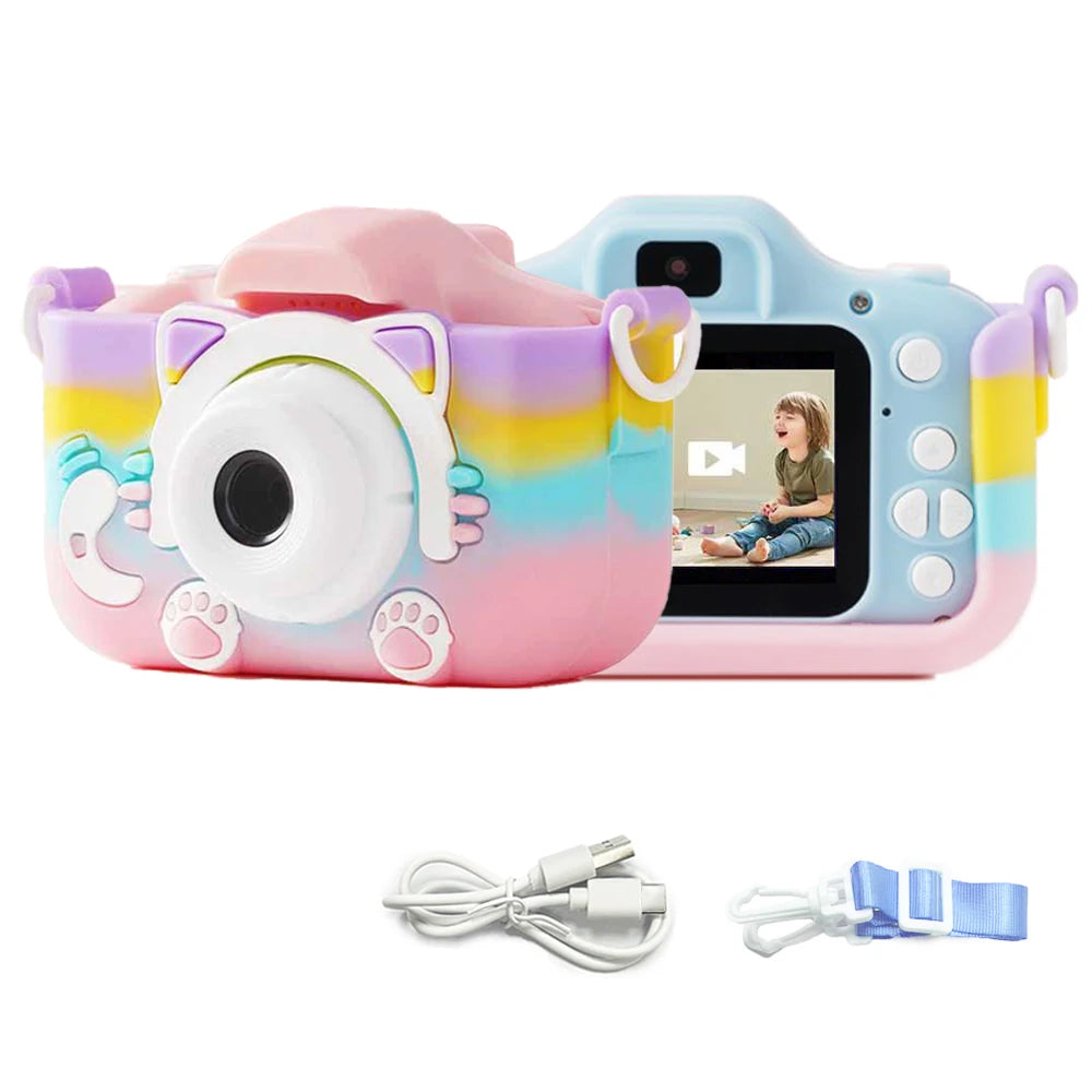 EZ Kids Camera Toys HD 1080P Cat Mini Digital Camera for Girls Boys Children Birthday Gift Toys 2 inch Screen Children's Camera