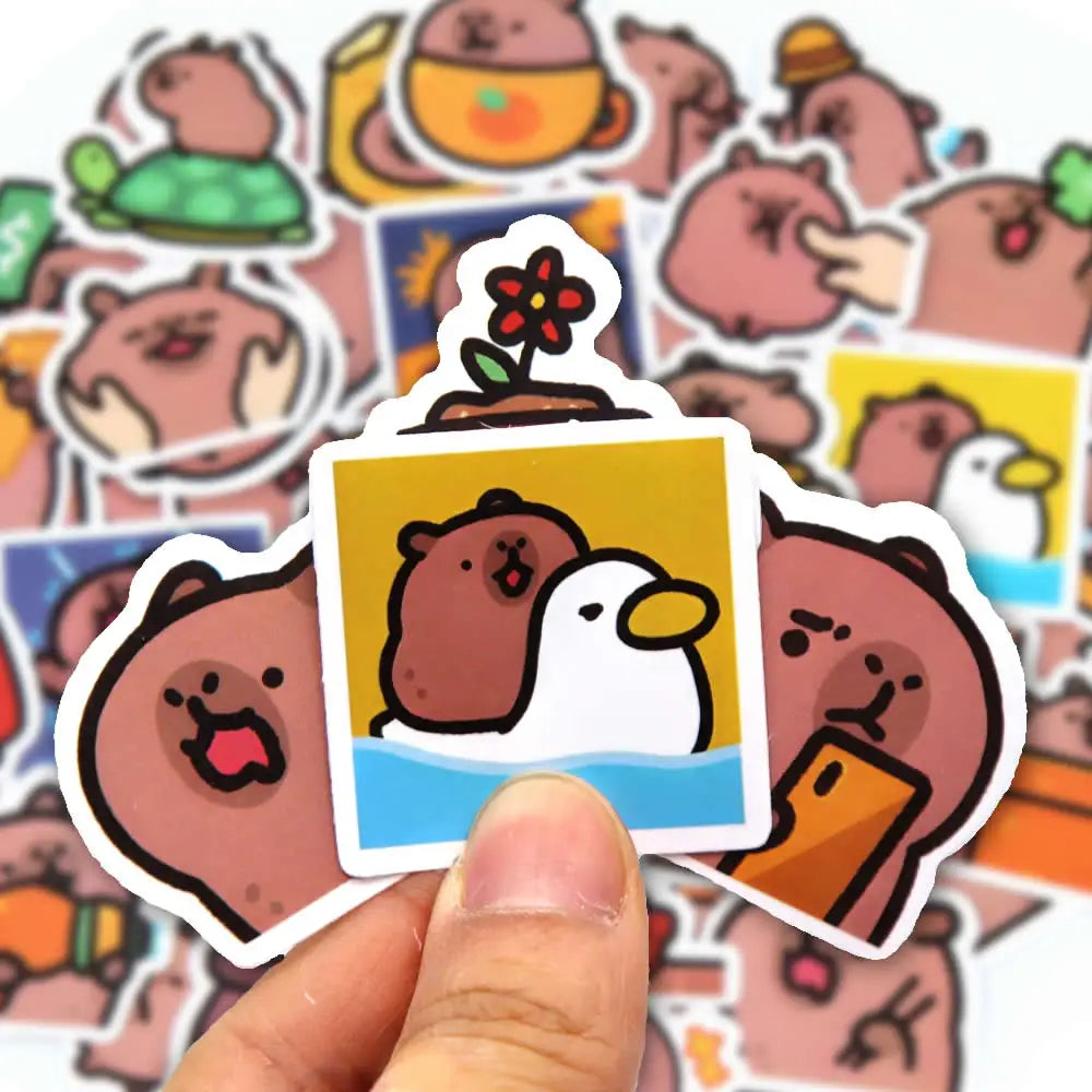 EZ 10/50/100pcs Capybaras Stickers Cartoon Cute Decals Toy Stationery Guitar Phone Bicycle Laptop Luggage Car Graffiti Kids Sticker