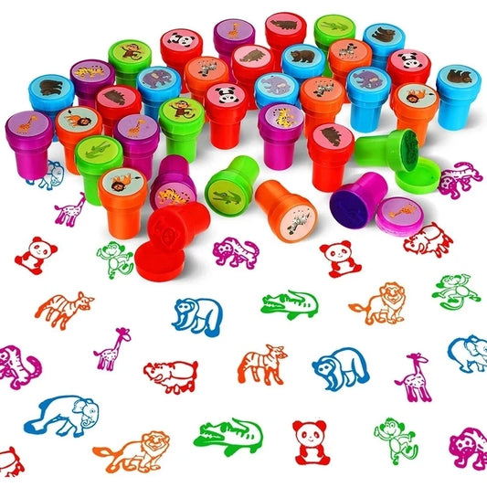 EZ 10pcs Assorted Stamps for Kids Self-ink Stamps Children Toy Stamps Smiley Face Seal Scrapbooking DIY Painting Photo Album Decor