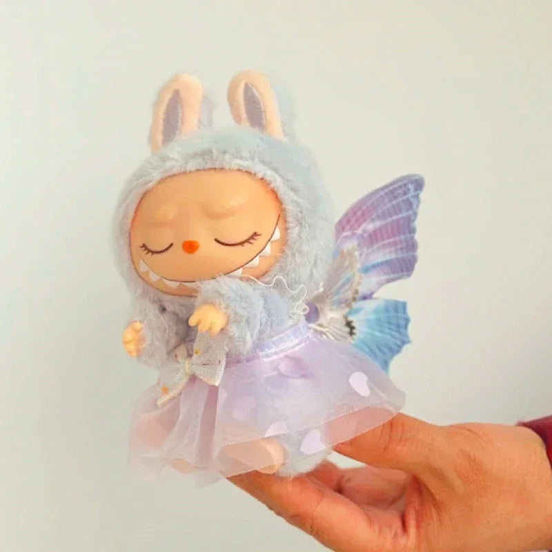 EZ Dress for 17cm Labubu Mini Plush Doll'S Clothes Outfit Accessories for Kpop Exo Labubu Idol V2 Bow Princess Dress Clothing Gift
