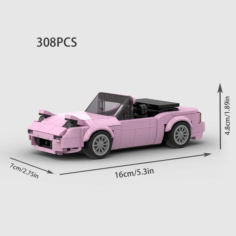 EZ Mini Cabrio MOC Open Car Vehicle City  Racer Runabout Building Blocks Brick Cabriolet Supercar Kids Toys Gift Boys
