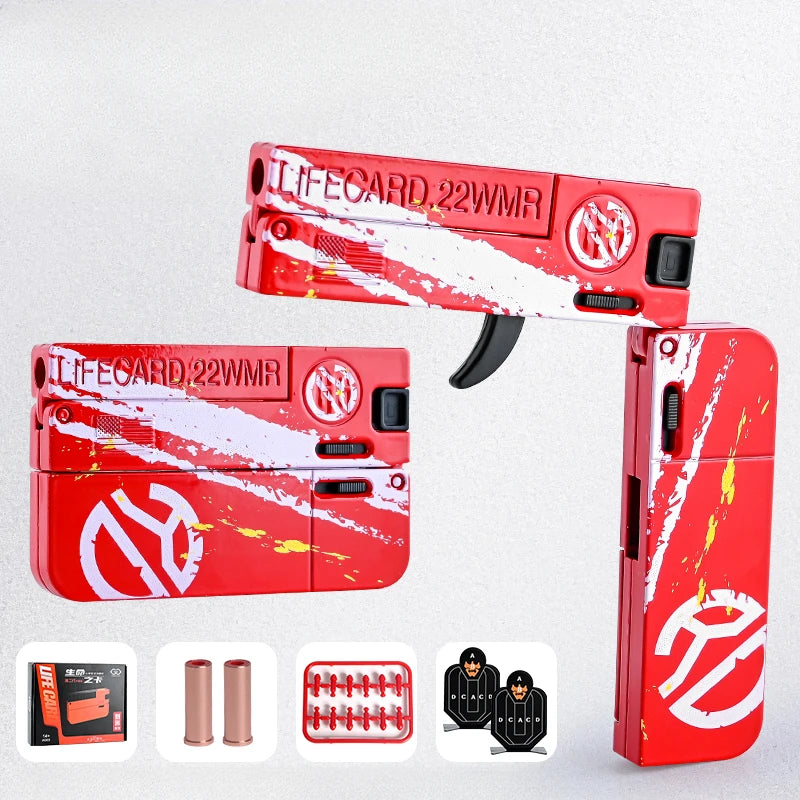 EZ 2.0 Upgraded Lifecard Alloy Folding Toy Blaster Shooting Model For Adults Kids Boys Birthday Gifts