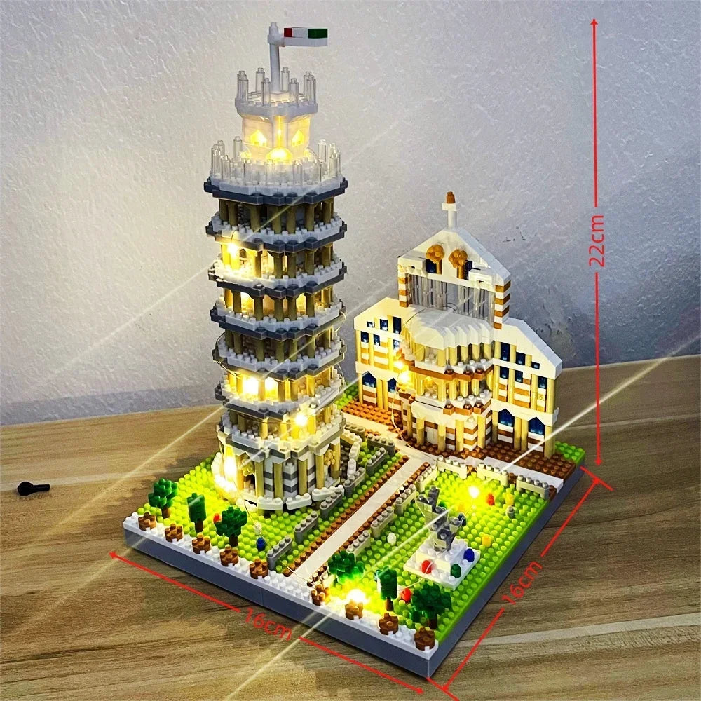 EZ Knew Built Exquisite Paris Eiffel Tower Micro Mini Building Blocks Toys Set: LED Illuminated, Perfect Gift Illuminate Your World