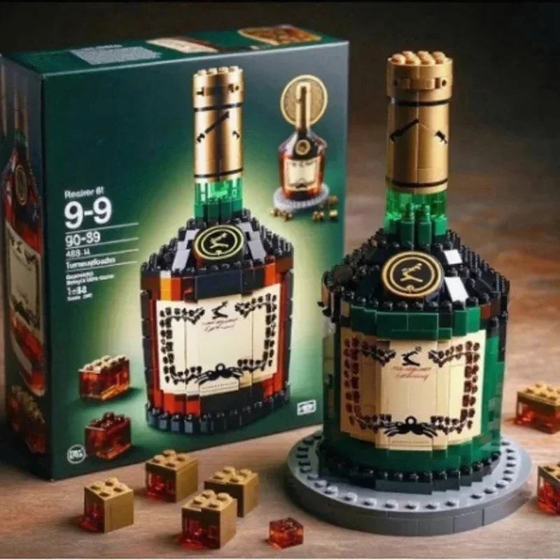 EZ 2025 NEW Building blocks whiskey bottle imported wine bottle decor set advanced wine cultural brick toy gift give friends