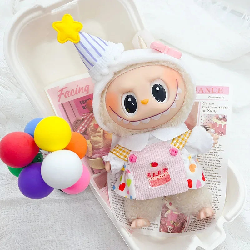 EZ Chinese Qipao Hairpin Flower Dress for Labubu 3.0 Outfit Summer Countryside Princess Doll Clothes for V1/V2/V3 Labubu