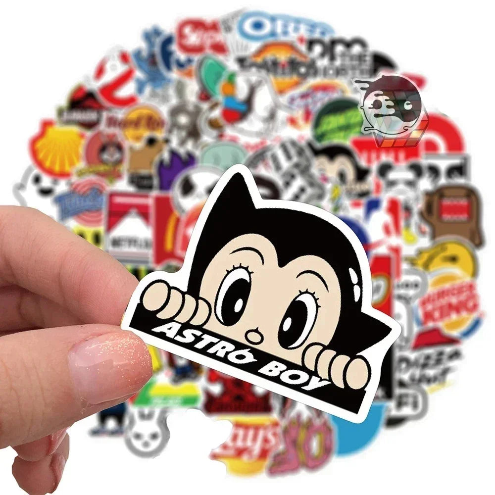 EZ 10/53/106Pcs Cool Fashion Brand Logo Stickers DIY Skateboard Laptop Luggage Bike Motorcycle Phone Car Sticker Decals
