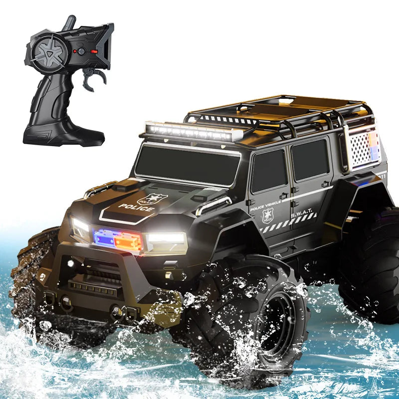 EZ Remote Controlled Car Amphibious Stunt Vehicle Police Car Climbing Vehicle Four-wheel Drive Off-road Vehicle Beach Toy