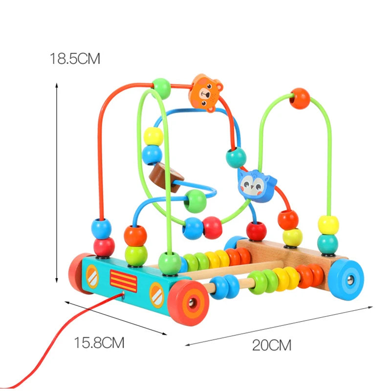 EZ Montessori Baby Toys Wooden Roller Coaster Bead Maze Abacus Math Toys Toddler Early Educational Toys for 1 2 3 Years Kids Gifts