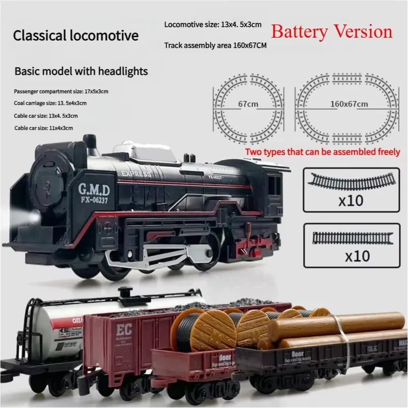 EZ Electric Freight Train Set with Light Up Tracks Classic Railway Model Toy Kids Birthday Gift Interactive STEM Educational Toy