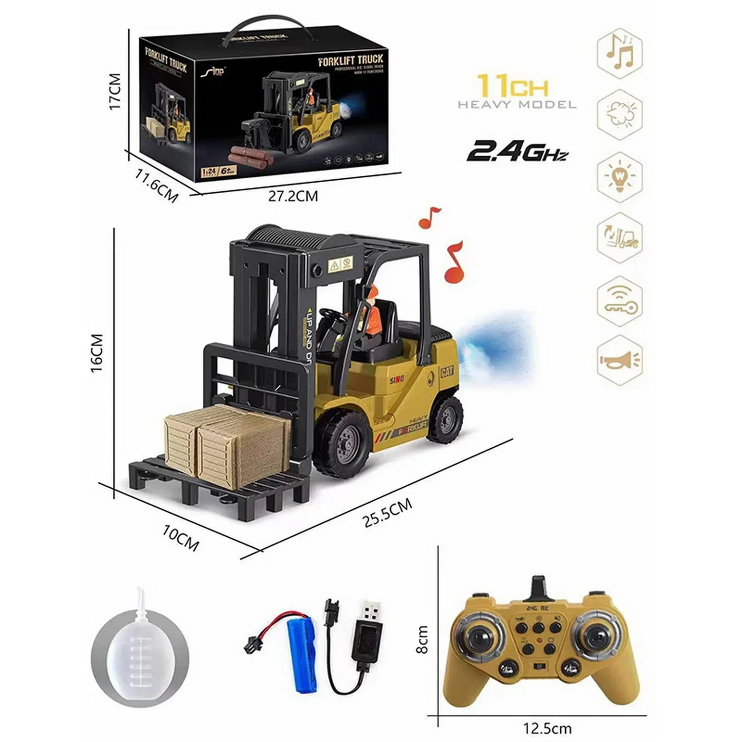 EZ 2.4G RC Radio Control Forklift Car Truck Electric Toy Engineering Vehicle Model Children Christmas Kids Boys Gifts Outdoor Toys