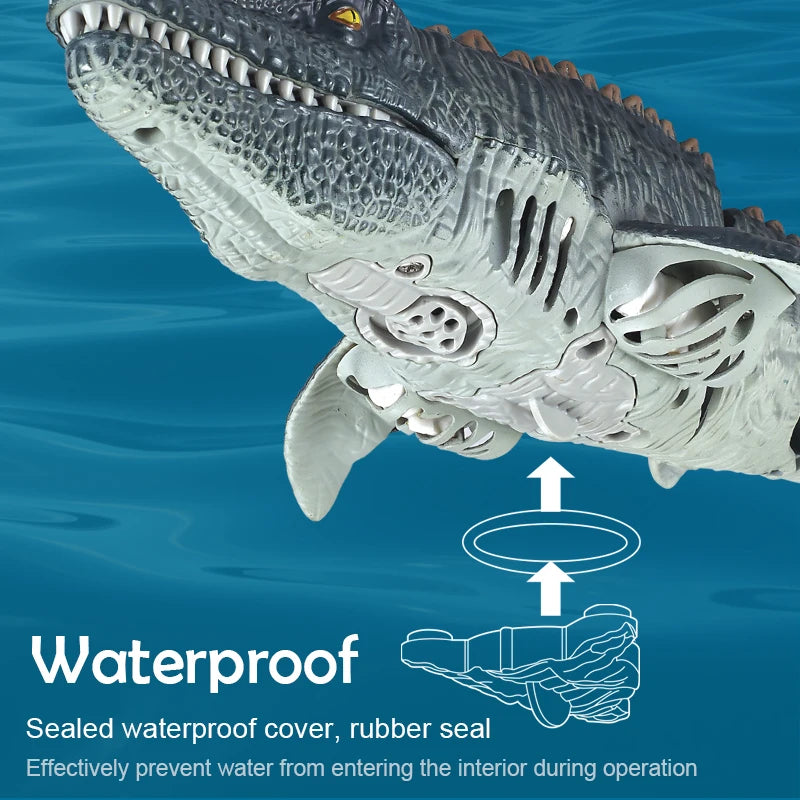 EZ 2.4G Remote Control Dinosaur Boat RC Mosasaurus Dinosaur Pool Water Outdoor Toys for Boys and Girls Kids Birthday Gifts