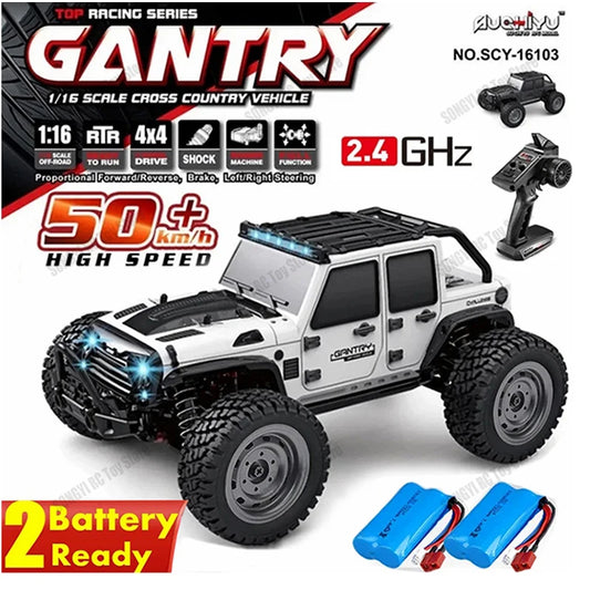 EZ 50 or 80KM/H Rc Cars 1/16 Off Drift Road 4WD with LED 2.4G Waterproof Remote Control Monster Truck for Adults and Kids Toy Gift
