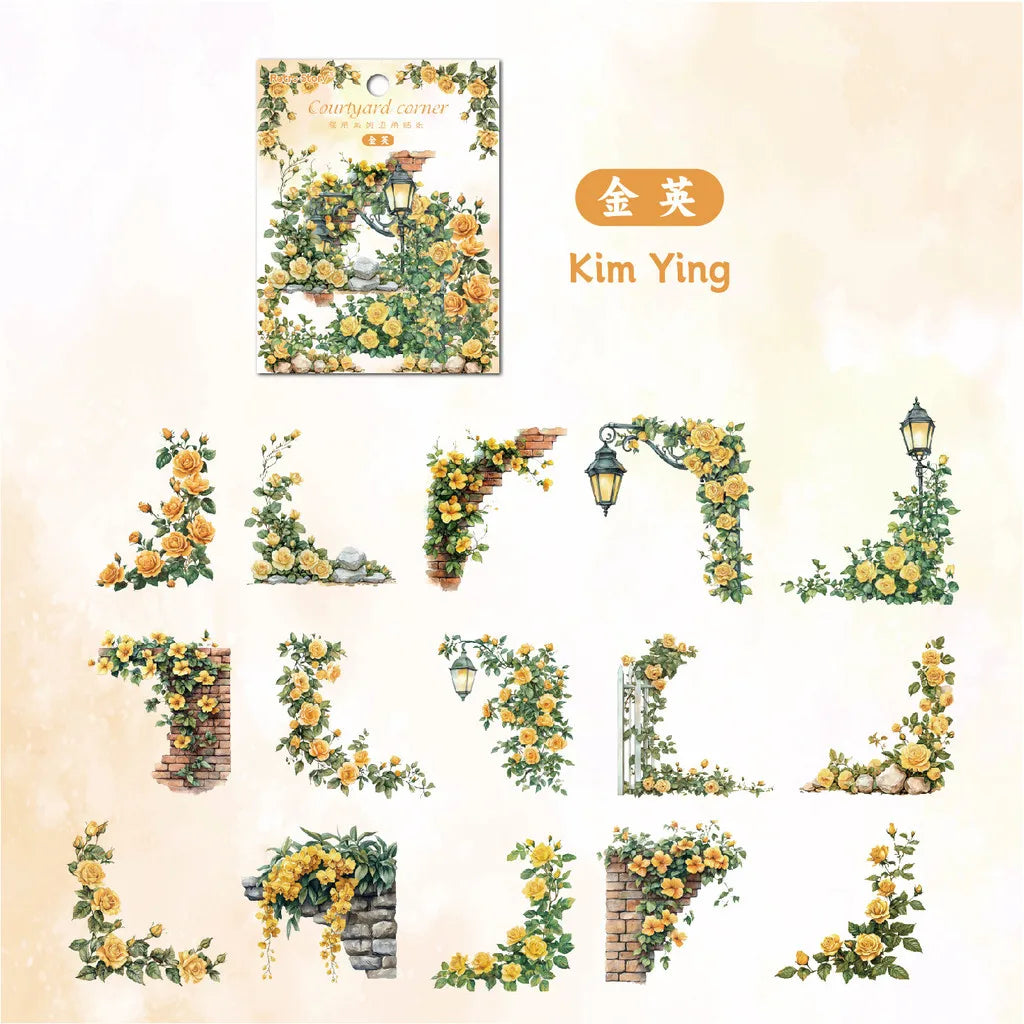 EZ 30 Pcs Flowers Corner Stickers PET sticker package DIY diary decoration sticker album scrapbooking Junk Journal