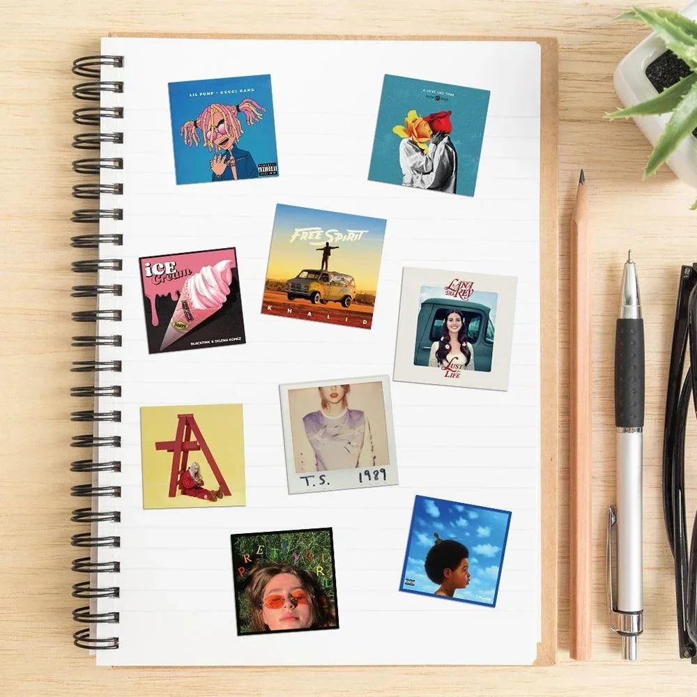 EZ 55PCS Artist Singers Album Cover Stickers For Luggage Phone Case Laptop Notebook Decals Kids Gift