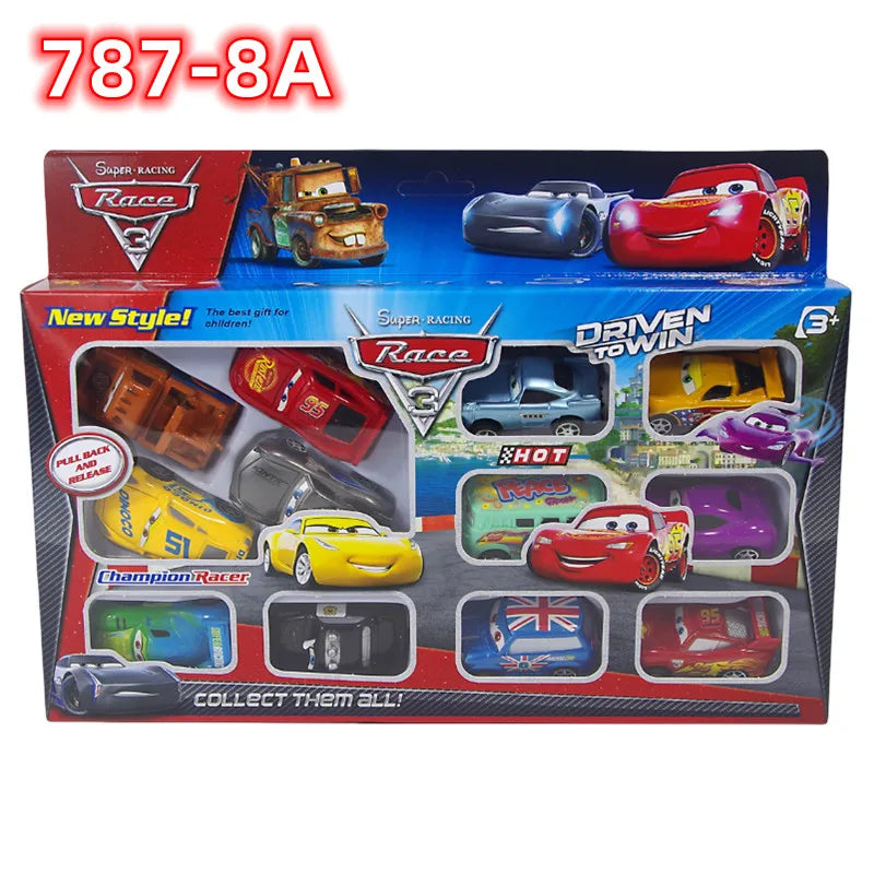 EZ New 12pcs Disney Pixar Cars Back Force Lightning Mcqueen Jackson 6cm Storm Mater Model Car Accompanying Toys Kids Birthday Gifts