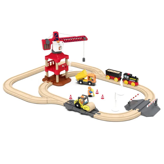EZ Wooden Railway Track Set Electric Train Magnetic Model Car Diecast Slot Fit All Brand Biro Wood Track Assemble Toy Boy Gift