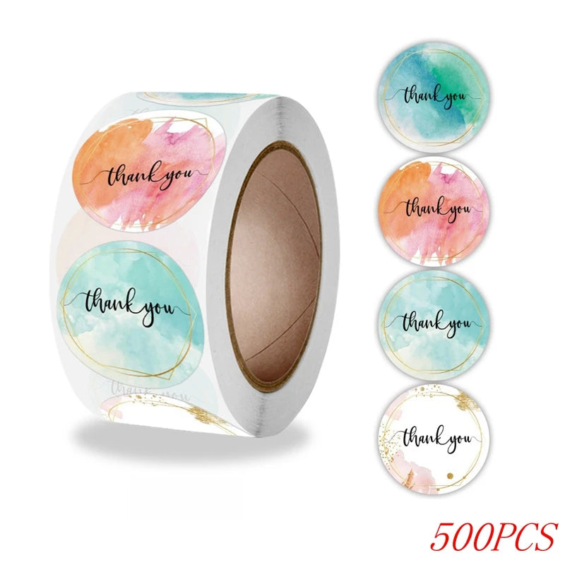 EZ 50-500pcs 1inch Blue Thank You Stickers For Envelope Sealing Labels Stationery Supplies Handmade Wedding Gift Decoration Sticker