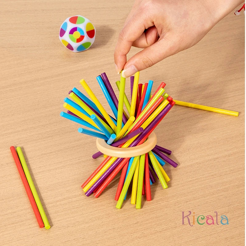 EZ Montessori Game Wooden Stick Tower Toy With Sticks Dice Motor Skills Development Stick Counting Math Educational Toy For Kids