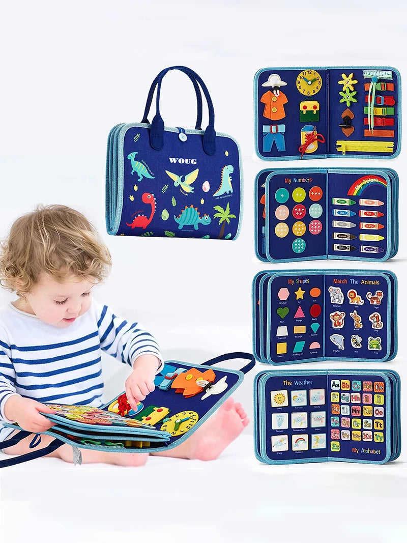 EZ Montessori Toys Busy Board Toddler Sensory Activity Developing Board for Motor Skills， Educational Travel Activity Toys