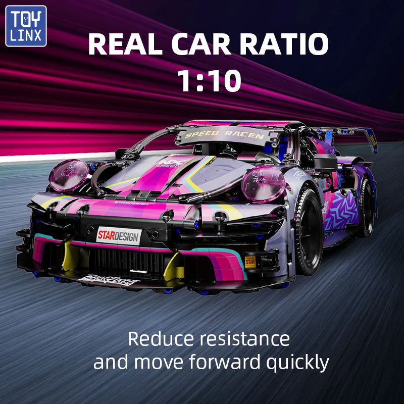 EZ 1611 PCS Sport Car Building Block Sets for Adults,1:10 Collectible Model Scale Engineering Toy Gifts for Boys Car no Box