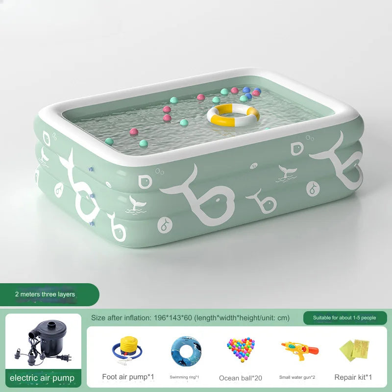 EZ Inflatable Pool with Canopy and Slide,Large Inflatable Swimming Pool for Persons,Family Pool for Backyard, Outdoor