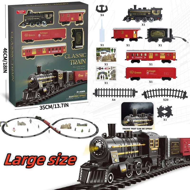 EZ Kids Electric Steam Train Toy Rail High-Speed Rail Parking Lot Model Family Reunion Party Game Boy EMU Birthday Gift