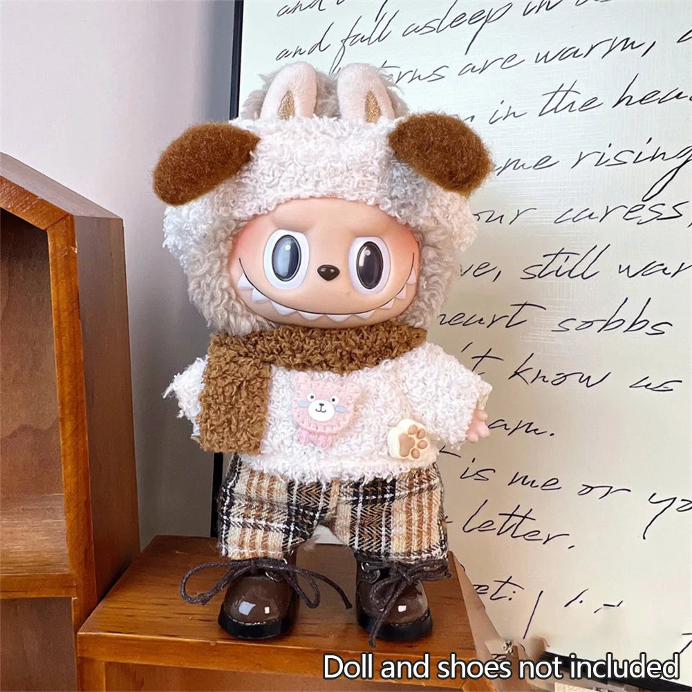 EZ 17cm Mini Plush Doll'S Clothes Outfit Accessories For Korea Kpop Exo Labubu Idol V1 V2 sweater headband set Clothing Gift