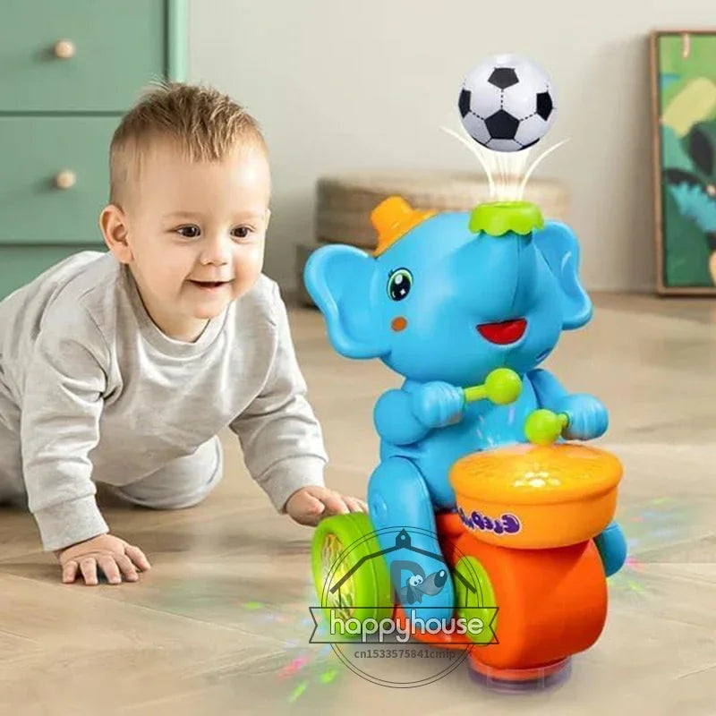 EZ Musical Walking Elephant Drummer Toys for  Kid Musical Toy with LED Light Music Sensory Activity Toys Learning Educational Toys