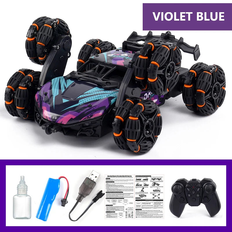 EZ Children's Alloy Remote Control Car Morphing Six-Wheeled RC Off-Road Climbing Stunt Four-Wheel Drive Spray Drift Racing Car Toys