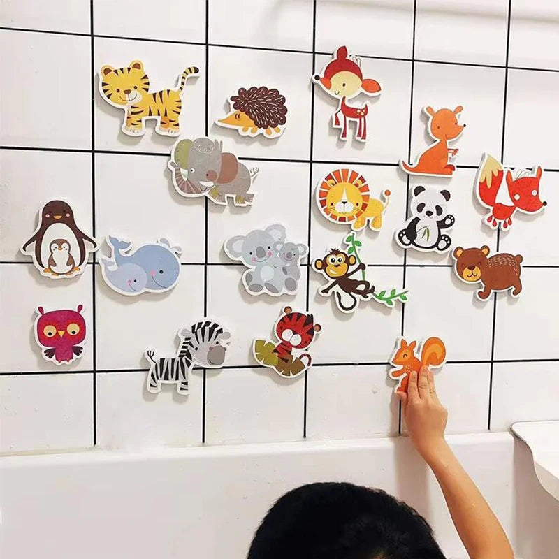 EZ Baby Toy Animal Bath Toys for Kids Soft EVA Paste Bathroom Toys Animal Cognitive Floating Water Toys for Boys Girls 2 to 4 Years